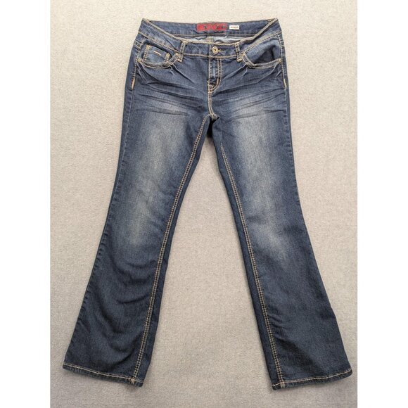 Bongo Jeans Womens 13 Blue Bootcut Stretch Denim Mid Rise Distressed Classic - Picture 1 of 15